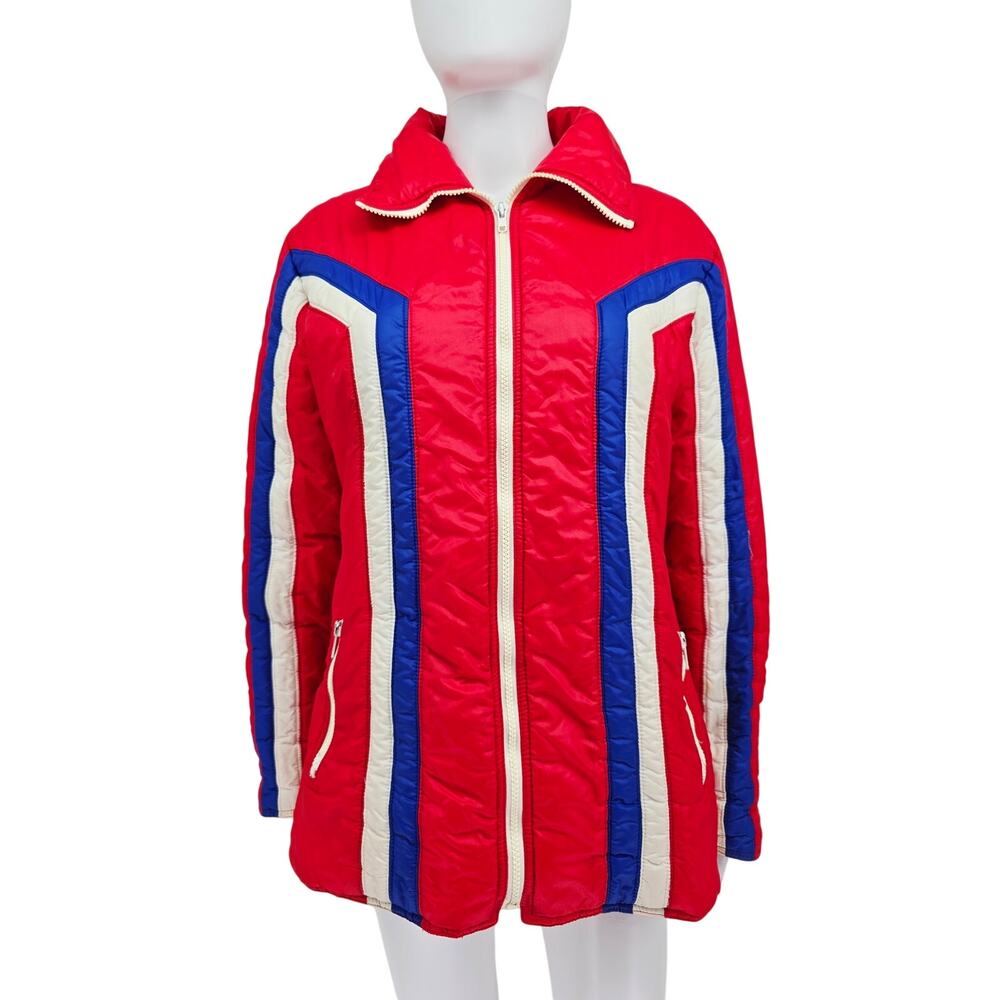 Vintage Women's Amerex Ski Jacket Red Blue White L